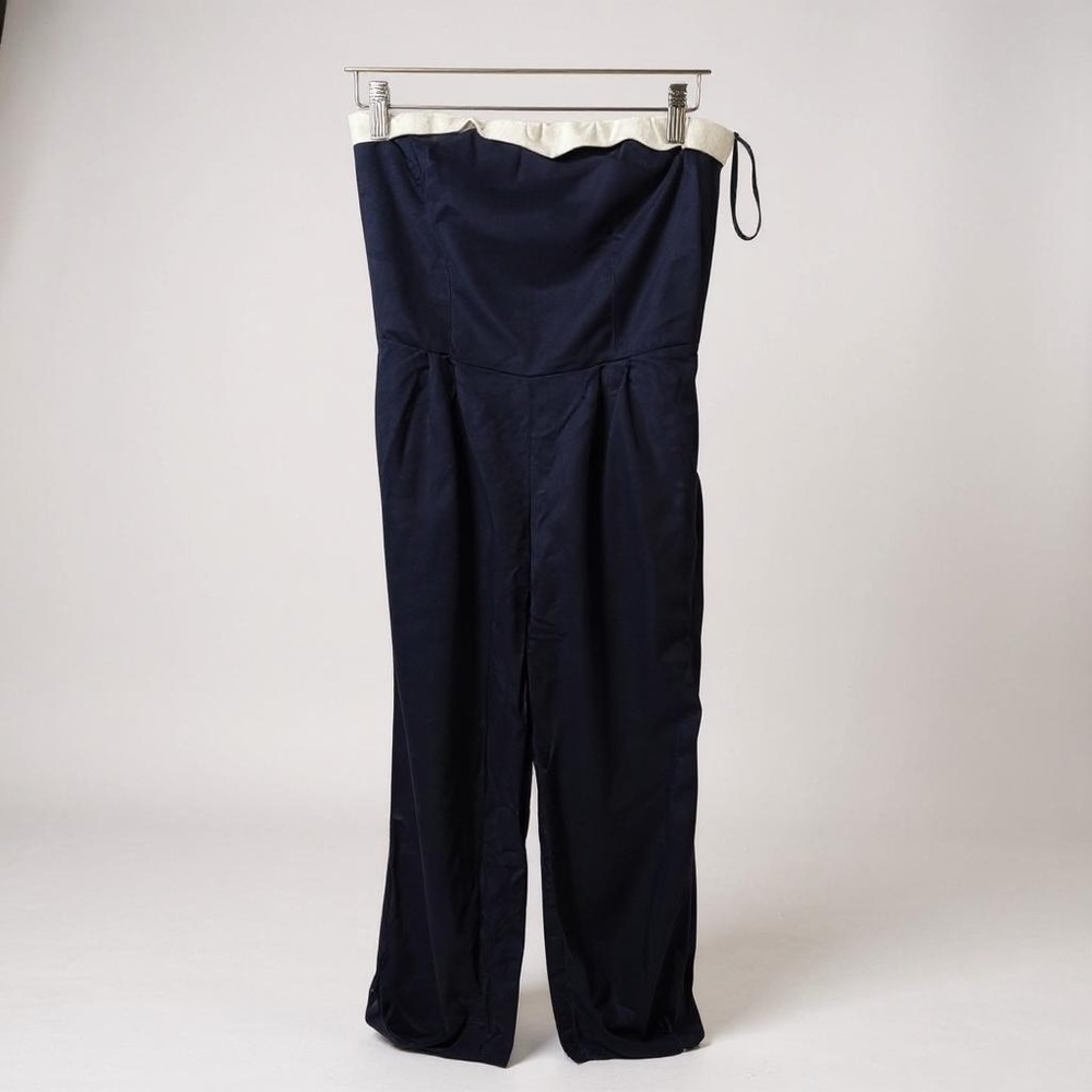 Monteau Navy Strapless Jumpsuit with White Trim